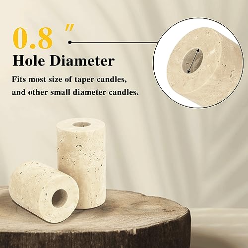 Worhe Candle Holders True Natural Marble Set Of 2 Decorative Candlestick Holder For Home Dinning Party Wedding Birthday Premium Candle Stand Color Dark Cream  thumb #3