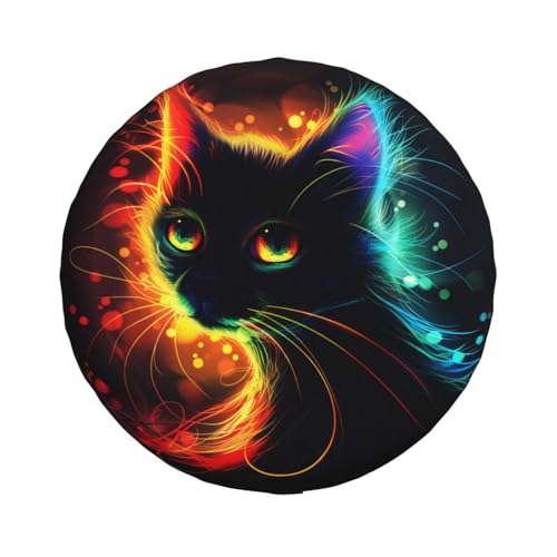 Image of Halloween Spare Tire Cover Black Cat Tire Cover Universal Wheel Protectors Wheel Covers for Rv Camper Travel Trailer SUV Truck 17 Inch
