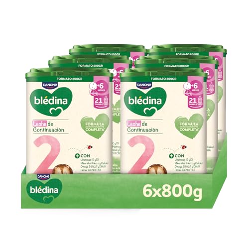 Blédina 2, Leche de Continuación para Bebé, Fórmula Completa con Vitaminas, Minerales, Omega 3 y Fibras. Sin Aceite de Palma, Sin Conservantes Ni Azúcares Añadidos. Desde los 6 Meses, Pack 6x800g