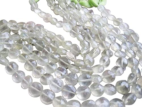 Perles de préhnite 8mm en forme de pièce facettée pour création de bijoux DIY