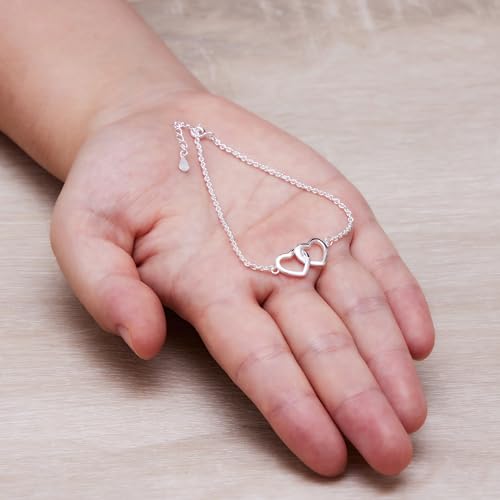 Philip Jones Sterling Silver Mother and Daughter Quote Heart Link Bracelet - Image 7