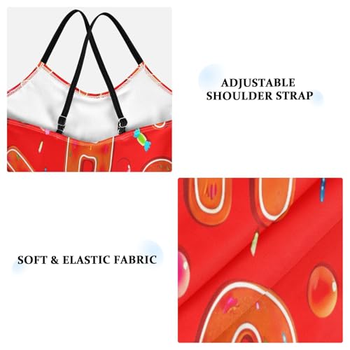 Christmas Oh Gingerbread Cookies Red Girls' One-Piece Swimwear, Beach Swimsuit 3-10 Y with Adjustable Shoulder Strap, 3-10 Y3