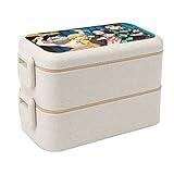Autocean Anime Printing box Leak-Proof Eco Friendly Box Food Storage Containers, Portable Double Box, Suitable for Office School Camp Picnic