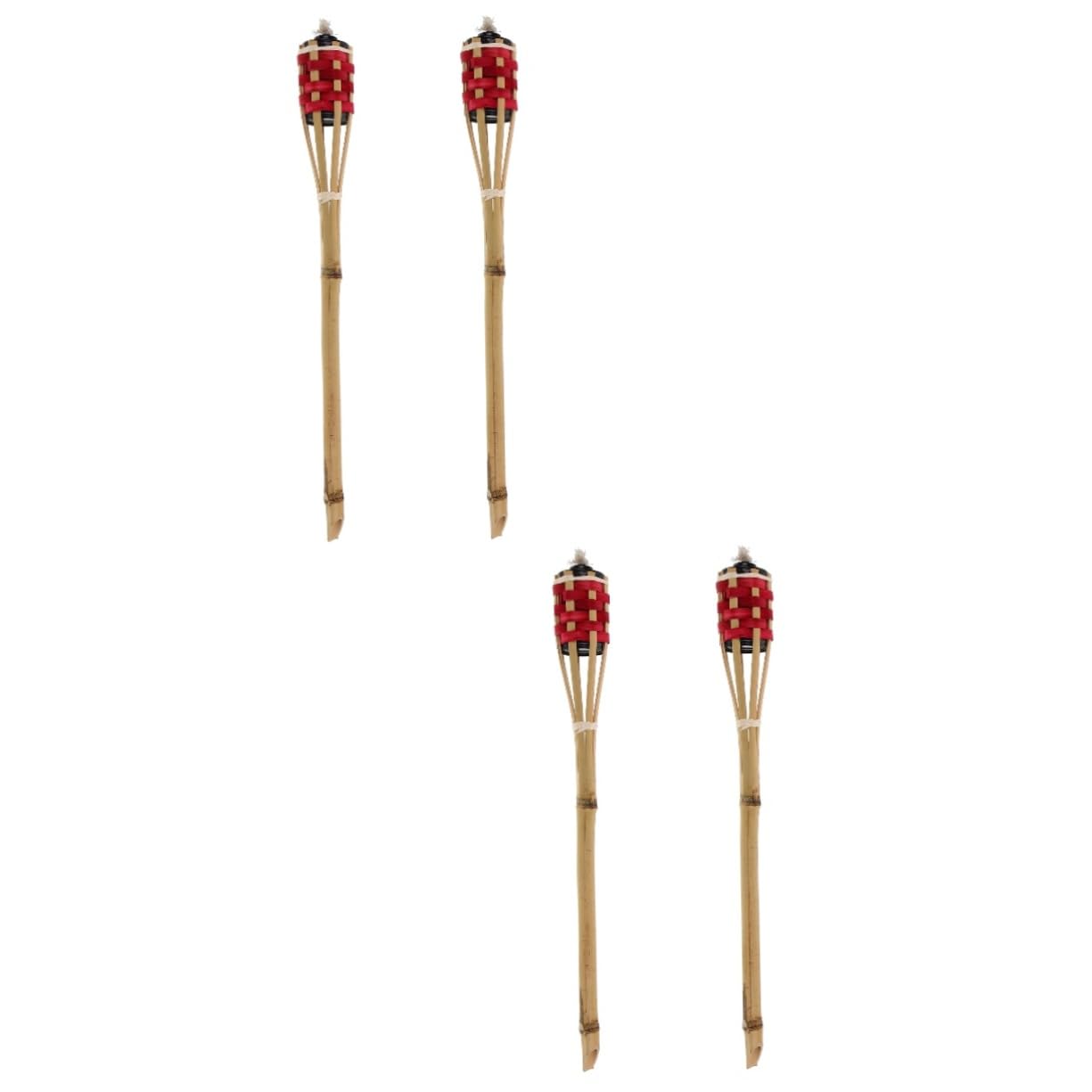 Levemolo 2sets Bamboo Outdoor Firelit Decorative Party Lighting Easy Install 2pcs*2