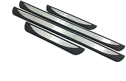 ENFILY pour T-Roc T Roc Troc 2018 2019 2020 2021 2022 Acier Inoxydable Plaque De Protection Seuil De Porte Garde PéDale Couverture Garniture Voiture Style Accessoires 4 PièCes Cover