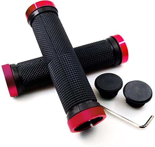 CampFENSE Puños para Bicicletas de Montaña Bicicleta Manillar Apretones Doble Cierre Mango para Bicicleta Triciclo Silla de Ruedas MTB BMX (Rojo) Cover
