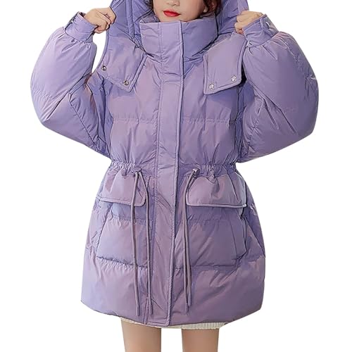 Girls Mid down Parka Jackets Thick Warm Windproof Zip up Hooded Puffer Coats with Pockets Teen Kids Winter Outwear