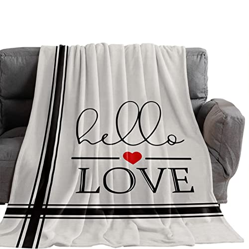 Vintage Valentine's Day Love Texts on Linen Texture Blankets, Lux...