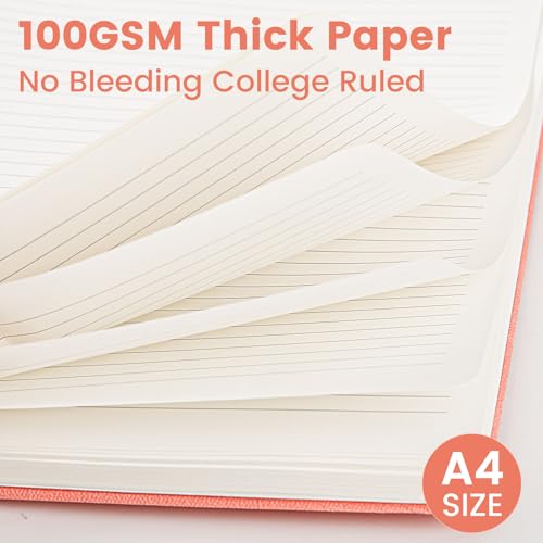 Image of Spiral Notebook - 8.5 x 10.98 Inch Large Hard Cover Notebook with Elastic Band & Pocket, 180 Pages, Lay Flat Wirebound Journal for Work, School, Planning & Note Taking Pink