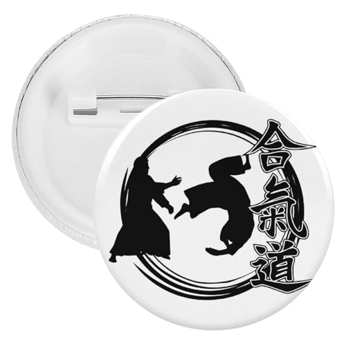 丸型 バッジ 缶バッジ 5個セット 合気道 日本 和風 ピンバッジ 丸バッジ ブローチ 襟章 缶バッジブローチボタン ボタンブローチ アクセサリー ブリキ製 バッジピン ピンブローチ 衣類アクセサ 学生かばん掛け ラペルピン ピンバッチ クリップ ピン ボ