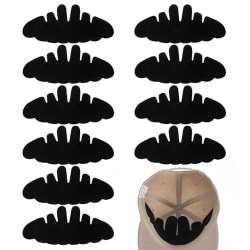 Nogeqi 10 Pcs Hat Shaper Insert,Flexible Hat Sweat Liner for Sweat Protector,Washable Hats Reshaper to Keep Shape for Fitted Caps Baseball Sun Hats (Black)