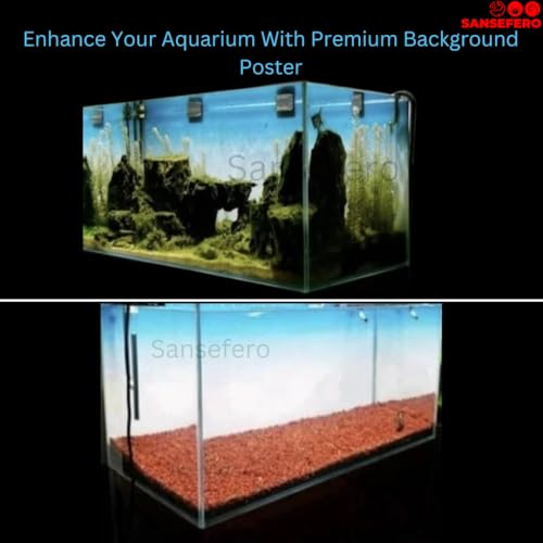 Image of Premier Plants Aquarium Fish Tank Background Blue and White Sticker Poster for Aquarium Background Gradient Poster (2 Feet Height & Length)