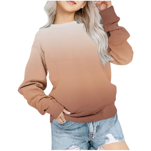 Gradient Pullover for Girls Long Sleeve Crew Neck Flash Sweatshirt Fashion Soft Comfy Y2k Pullover Outfit 1-12 Years