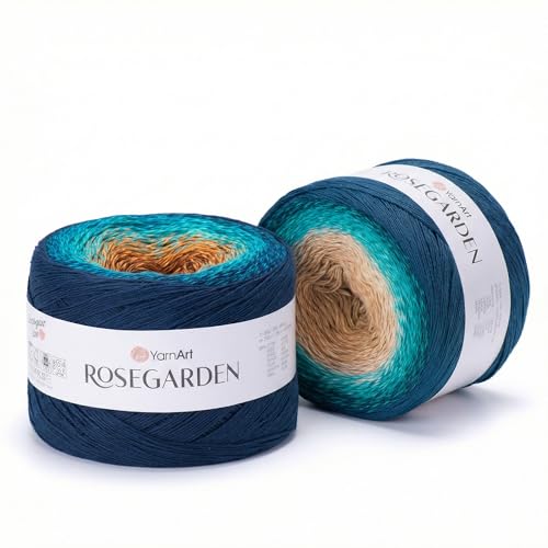 Image of Yarn Art Flowers Rosegarden 100% Cotton 250gr 8.80 oz 1094yds Multicolor Cotton Yarn Rainbow Crochet Yarn Spring Summer (339)