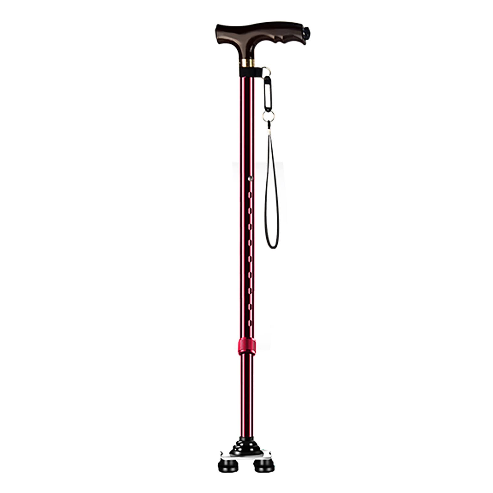 Gehstock für Senioren, freistehender Gehstock, freistehender Gehstock, leichte, robuste Gehhilfe für ältere Menschen, verstellbarer Gehstock, mit ergonomischer Basis und 4 Zinken ( Color : Brass )