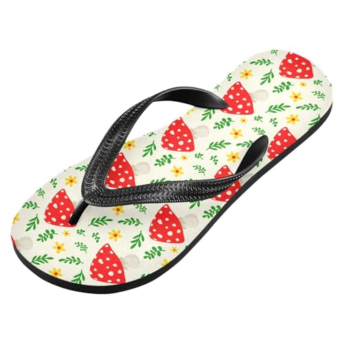Flower Leaves Red Mushroom Flip Flops for Beach Thong Sandals Anti-slip Lightweight Flat Slippers for Travel Summer Outdoor2