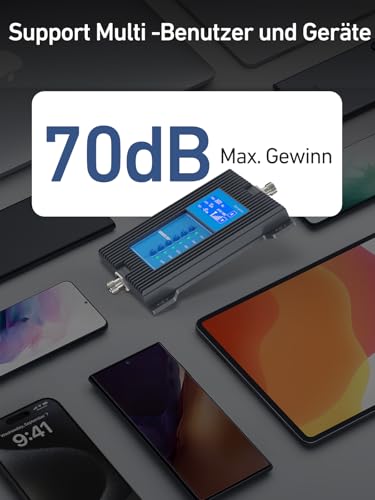 ORBOCOM Handy Signalverstärker für Haus und Büro Mobilfunk Verstärker für Alle Europäischen Netzbetreibern, 5G 4G 3G LTE GSM Repeater Bänder 1/3/7/8/20/28, Bereich Bis Zu 400 Quadratmete