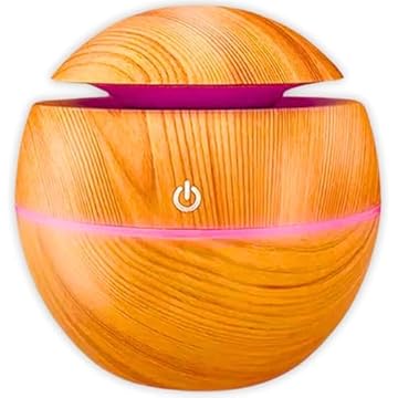 Umidificador de Ar Aromatizador e Difusor de Aroma Óleos Essenciais Ultrassônico Elétrico USB Madeira Purificador de Ambiente 130ml Aromaterapia 7 Cores em LED (Madeira Clara)