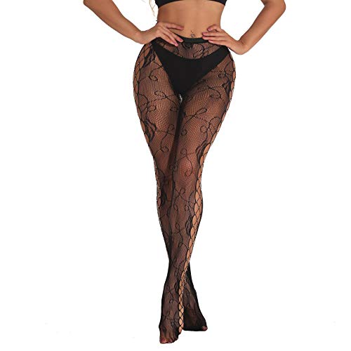 Niuaidu Women's Mesh Fishnet Sparkle Rhinestone Tights Stockings High Waist Sheer Pantyhose3