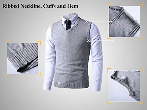 Ltifone Mens Grey Sweater Vest,Business Slim Fit Mens Sweater V Neck，Big And Tall Pullover Sleeveless Sweaters(Xxl) #TOP2