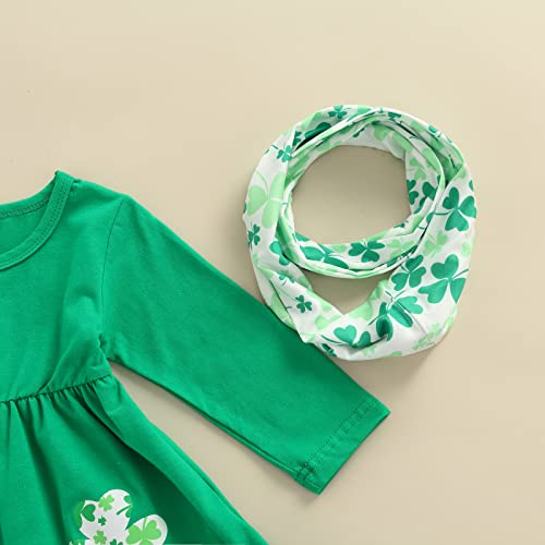 Citgeett ZYH01JMQPTHKWNDA1 St. Patrick Day'S Toddler Girls 1T 2T 3T 4T 5T Clothes Outfits Baby Girls 6 12M Tunic Dress Top +Clover Pants Scarf Set thumb #4