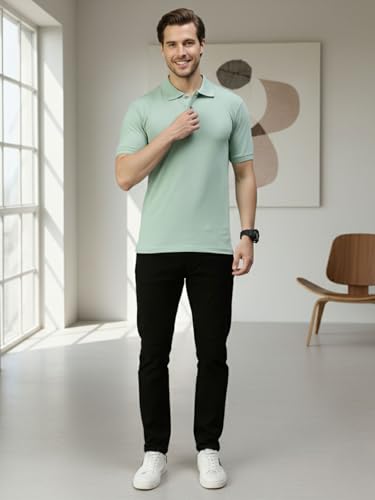 Image of Lux Cozi Men's Cotton Solid Polo Tshirt | Collar Tshirts | Half Sleeves | Stylish & Premium All Day Wear | Pack of 1