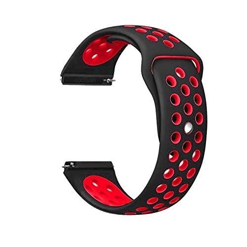 Image of AEETZ 22mm Width Soft Silicon Sports Band Strap Compatible with Samsung Galaxy S3 Frontier, Classic /Galaxy Watch 46mm /Huawei Watch GT2(46mm) /Honor Magic Watch 2(46mm) /Huawei GT2e - Black Red