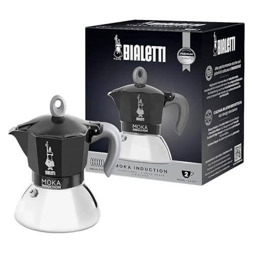 Foto von Bialetti - Moka Induction, Moka-Kanne, Geeignet für Alle Herdarten, 2 Tassen Espresso (100ml), Schwarz