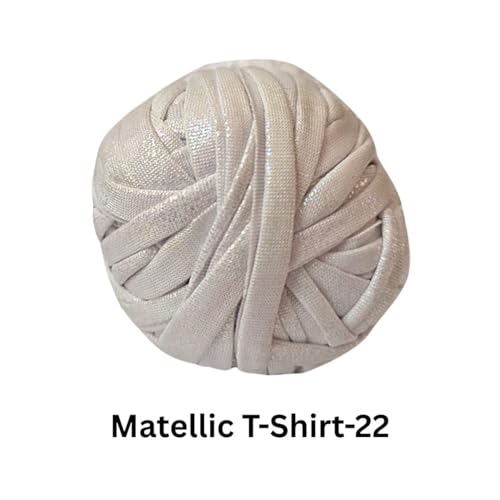 Image of VCR Shine White Metallic T-Shirt Yarn, 100 Grams, 100% Metallized Craft Yarn, Pack of 1 Yarn, Suitable for Handbags, Tote Bags and Sling Bags