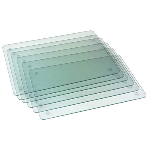 RnT Set Of 6 Tempered Glass Placemats Clear Rectangle Shaped Heat Resistant Kitchen Office Restaurant Living Room Household Essentials Shock Resistant Kitchenware Indoor & Outdoor 20x30cm