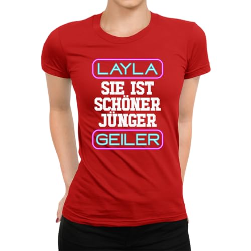 Layla Geiler – Disfraz de carnaval para mujer, rojo, S