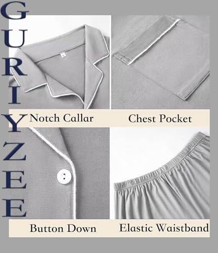 Men Pajamas Set Short Sleeve Sleepwear Button Down Loungewear 2 PCS Modal Sets with Pockets4