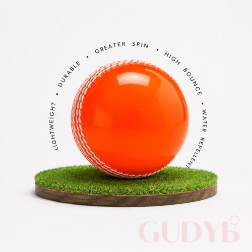 Image of T-20 Synthetic Cricket Ball Match Practice Training | Practice Cricket Ball | Wind Balls | Swing Ball | Indoor & Outdoor Street & Beach Cricket (Orange, Pack of 2)