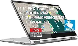 Lenovo Notebook Chromebook 2 em 1 2022 C340 15,6' FHD Touchscreen, Intel i3 CPU (até 3,4 GHz), 4 GB RAM, 320 GB de espaço (64 GB eMMC+256 GB MSD), USB-C, Wi-Fi, Bluetooth, webcam, Chrome OS+JVQ MP