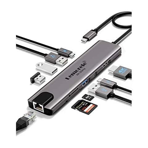 Lemorele USB C Hub HDMI 4K@60Hz -USB C Docking Station 11 in 1 Aluminiumgehäuse Cover