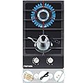 12 Inches Gas Stove High Gas Cooktop Gas Hob Stove Top 2 Burners Gas Range Double Burner Gas Stoves Kitchen Slope Edge Tempered Glass LPG/NG Dual Fuel Electric Stove Top Thermocouple Protection