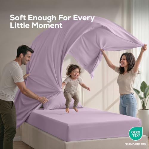 Image of Utopia Bedding Twin XL Sheet Set - Dorm Room Essentials for Students, 3 Piece Soft & Breathable Microfiber College Bedding, 1 Fitted Sheet, 1 Flat Sheet & 1 Pillowcase - Oeko Tex (Lavender)