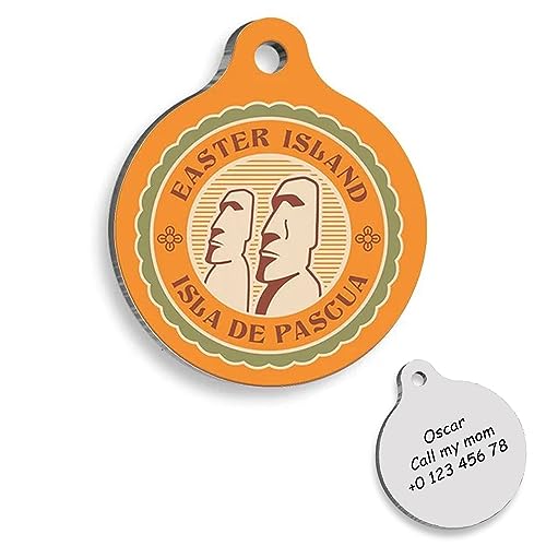Easter Island Personalized Dog Tag - Custom Name Tag - ID Tag for Dog & Cat - Customized Pet Tags - Dog & Cat Name id Tag - Dog Name Tag - Engraved Dog Tag