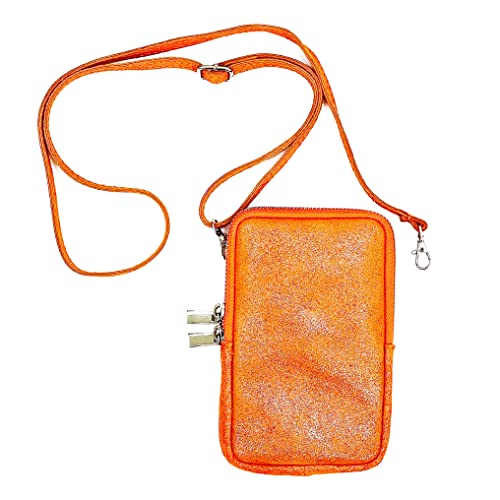Maroquinerie 100% Made in Italy avec ce sac à bandoulière en cuir véritable orange