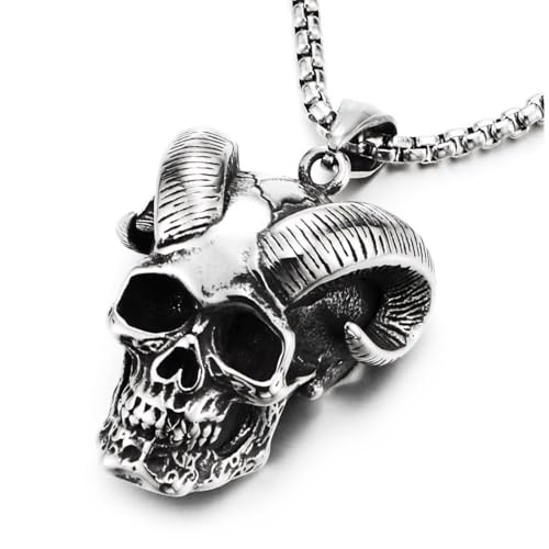 Collier démon oni résistant à l'eau, pendentif crâne bélier pour homme sans allergie