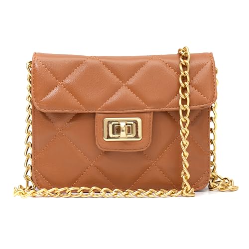 Bolsa Pequena Maria Milão Carteira Corrente Ombro Matelassê (Caramelo)