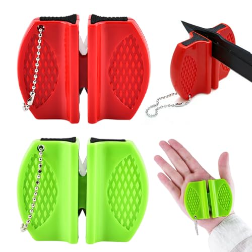LYITZW 2 Aiguiseurs Couteaux Roulant Portatifs, 4 Matériaux ABS/Carbure/Céramique/Caoutchouc, Affûtage Rapide pour Couteaux de Cuisine, Ciseaux et Outils de...