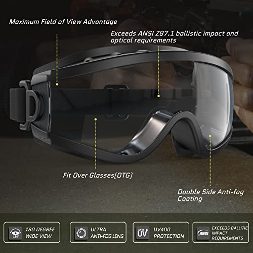 Airsoft Goggles Over Glasses, Anti Fog Tactical Otg Goggles, Ieyeiux Ag02 Ballistic Safety Shooting Goggles For Prescription Glasses Wearers | Ansi Z87.1 | Compatible With Helmet | Clear Lens | #TOP1