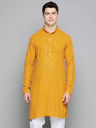 Image of Lucknow Chikan Men's White Pure Cotton Kurta Pajama Set, Full Booty