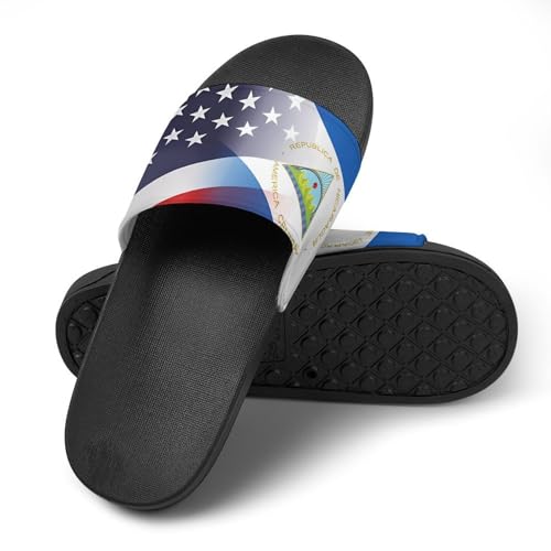 Flag of Nicaragua And U.S. FLAG House Sandals Non-Slip Bathroom Slippers Beach Summer Shoes for Men Women4