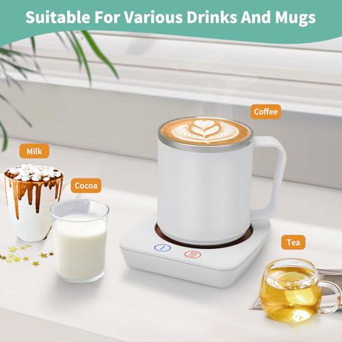 Image of VOBAGA Mug Warmer, Coffee Warmer with 15OZ Mug Set for Home Office Home Desk, Coffee Cup Warmer with 3 Temperature Settings for Tea, Cocoa with Auto Shut Off for Holiday Birthday Coffee Gifts