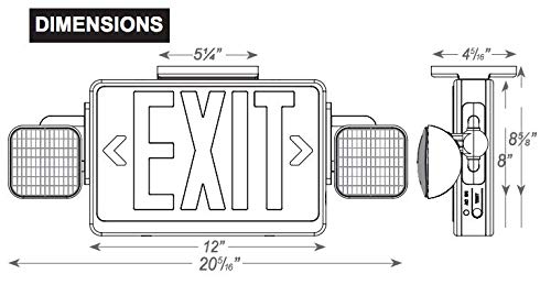 SupremeLED All LED Exit Sign & Emergency Light Combo with Battery Backup (Red Black 1 Pack)