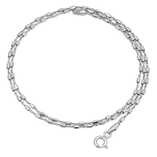 1.3mm Solid .925 Sterling Silver Flat Link Chain Necklace - Image 5