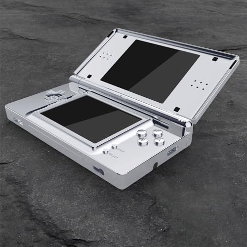 Image of eXtremeRate Chrome Silver Replacement Full Housing Shell for Nintendo DS Lite, Custom Handheld Console Case Cover with Buttons, Screen Lens for Nintendo DS Lite NDSL - No Console