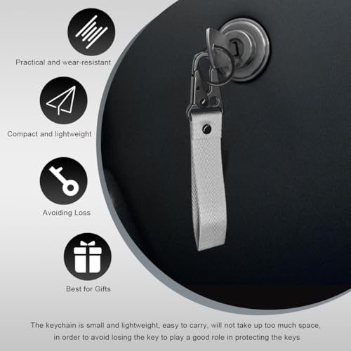 Image of Wevdn Car Key Chain, Fabric Metal Practical Multifunctional Motorcycle Keychain, Anti-Lost Keychain with O-Ring for Men Women (Gray)